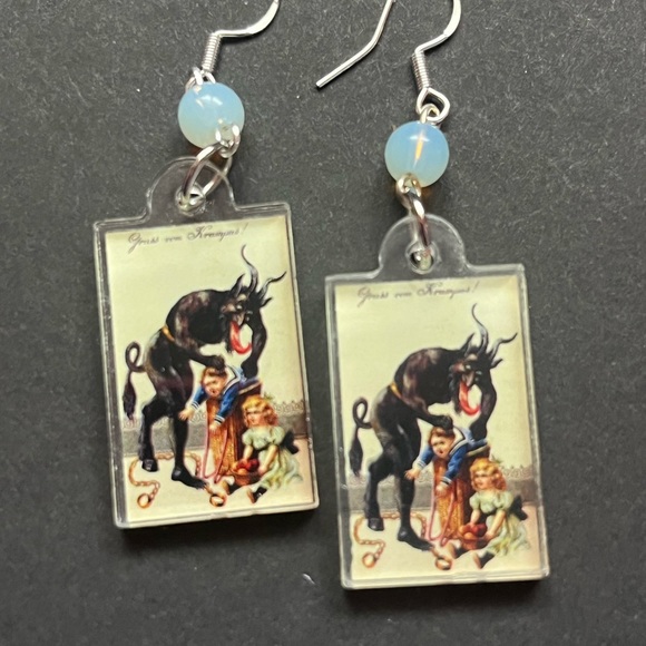 Krampus earrings, vintage style gruss vom krampus earrings - Picture 3 of 3
